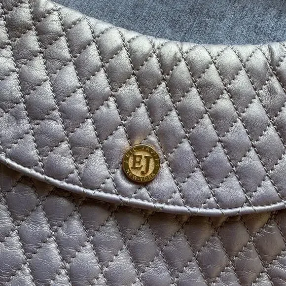 Eric Javits Quilted Leather Pink Metallic Shoulder Bag - Picture 2 of 6